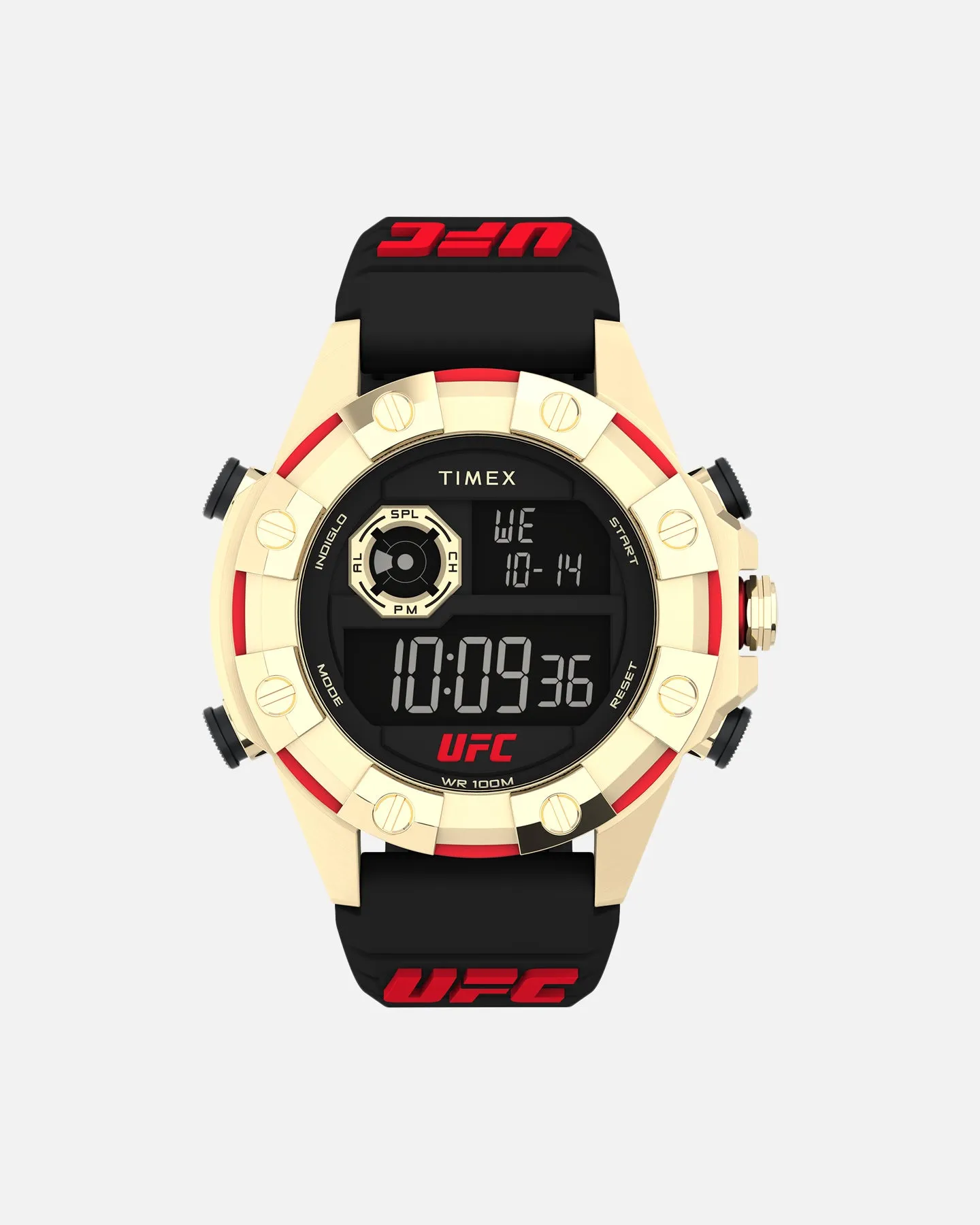 UFC X Timex Watches Kick Silicone Strap Digital Watch Black/Gold/Red