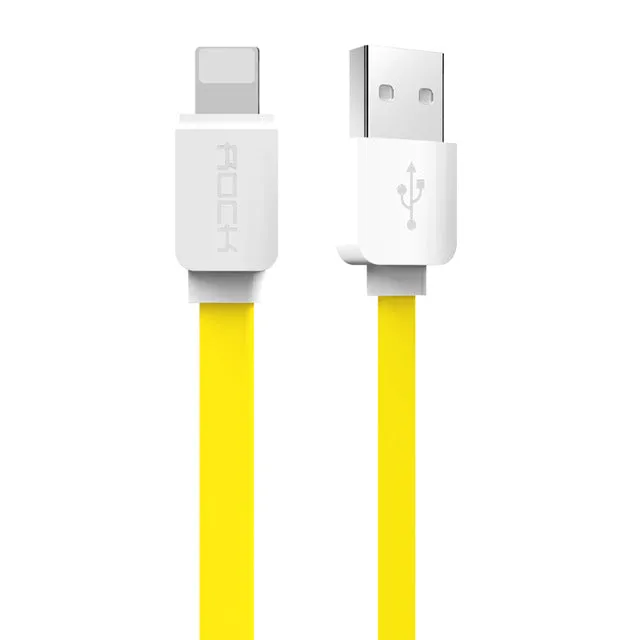 USB Cable for iPhone 7 6 6s SE 5s, ROCK Original Data Sync Flat USB Cable for iPad mini/air/pro for iPhone charger