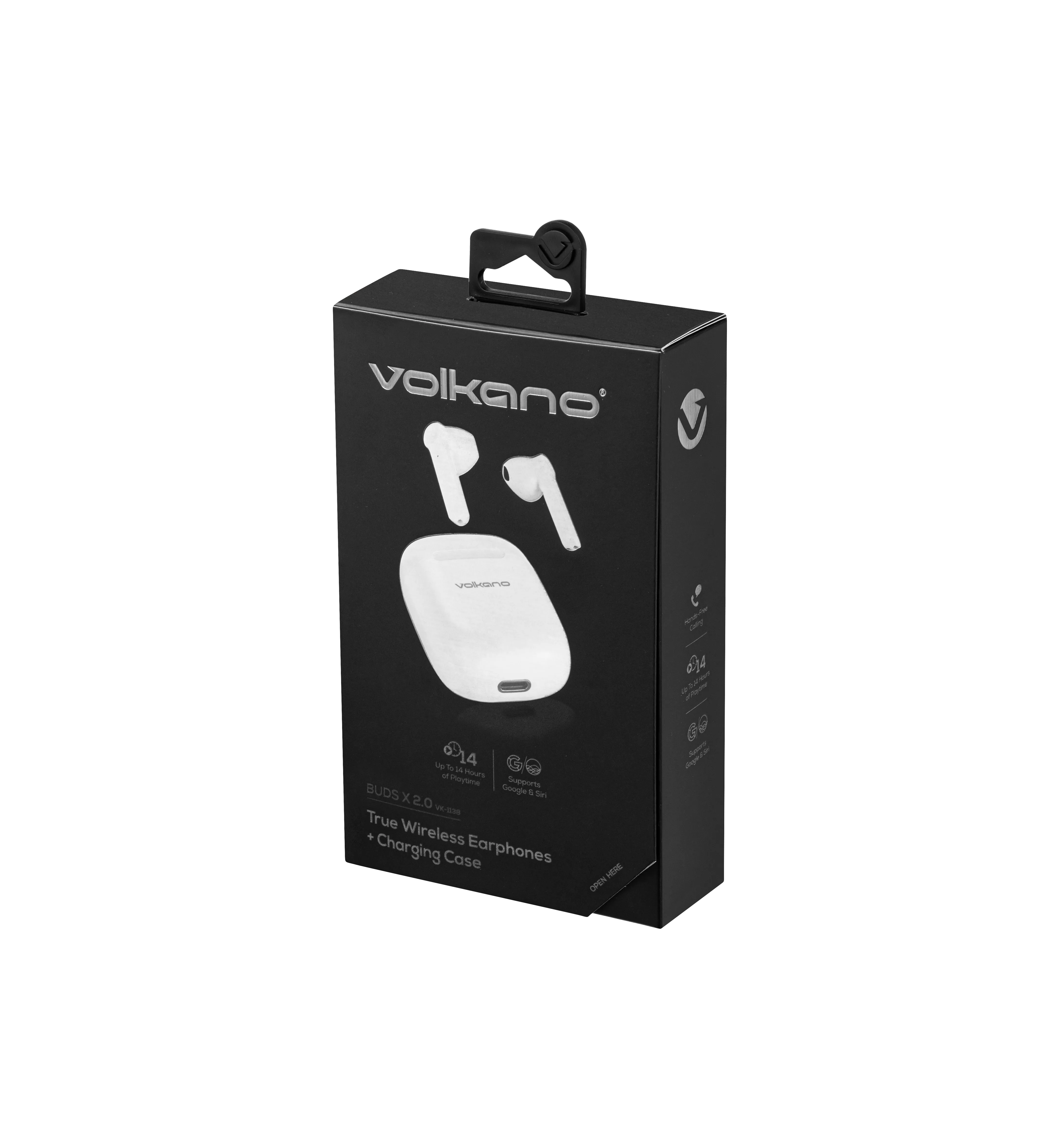 Volkano Buds X 2.0 Series TWS Earphones   Charging Case - White