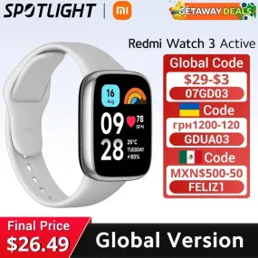 [World Premiere] Xiaomi Redmi Watch 3 Active 1.83'' LCD Display Blood Oxygen Heart Rate Bluetooth Voice Call 100  Sport Modes