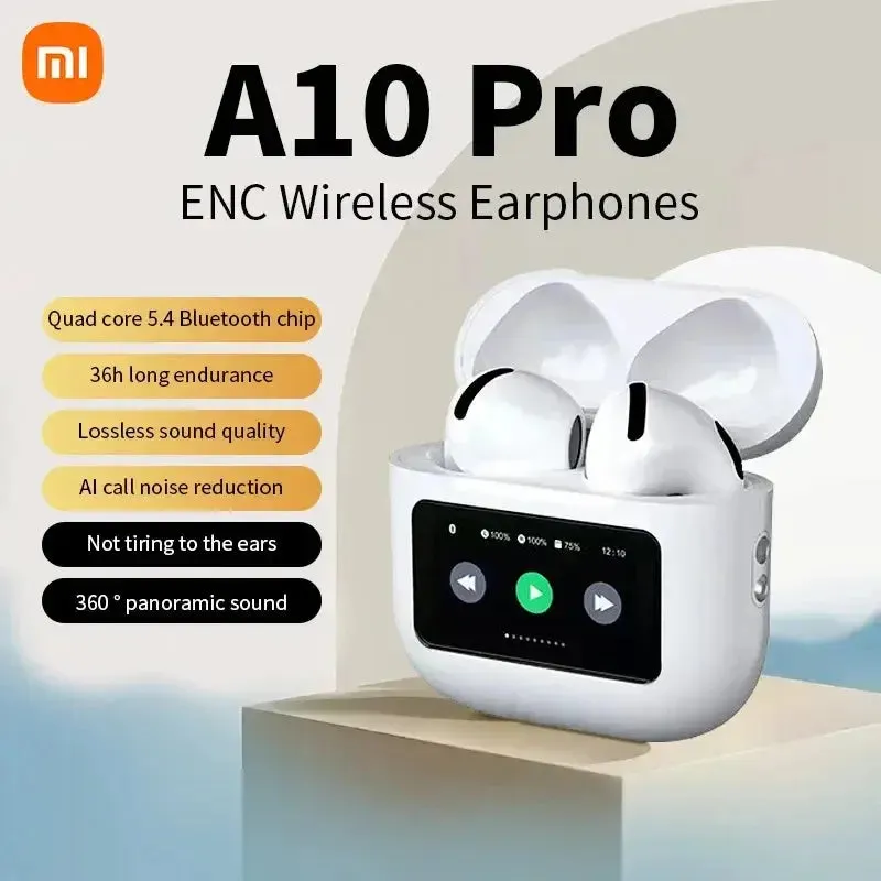 Xiaomi A10 Pro TWS Wireless Earphones Bluetooth5.4 Touch Screen Headphones ENC Noise Cancelling Earbuds With Mic For Android iOS