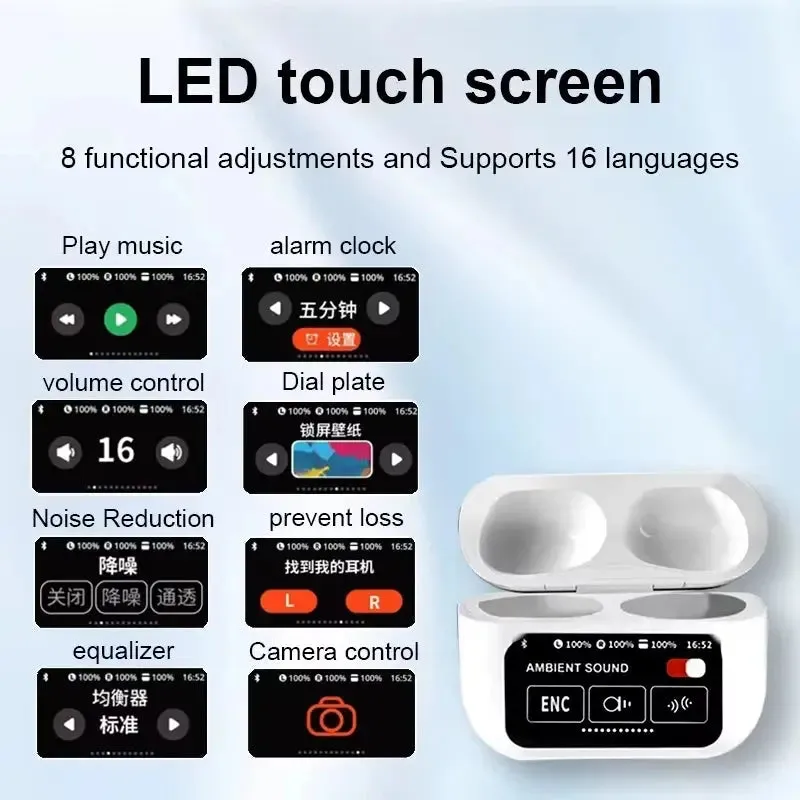 Xiaomi A10 Pro TWS Wireless Earphones Bluetooth5.4 Touch Screen Headphones ENC Noise Cancelling Earbuds With Mic For Android iOS