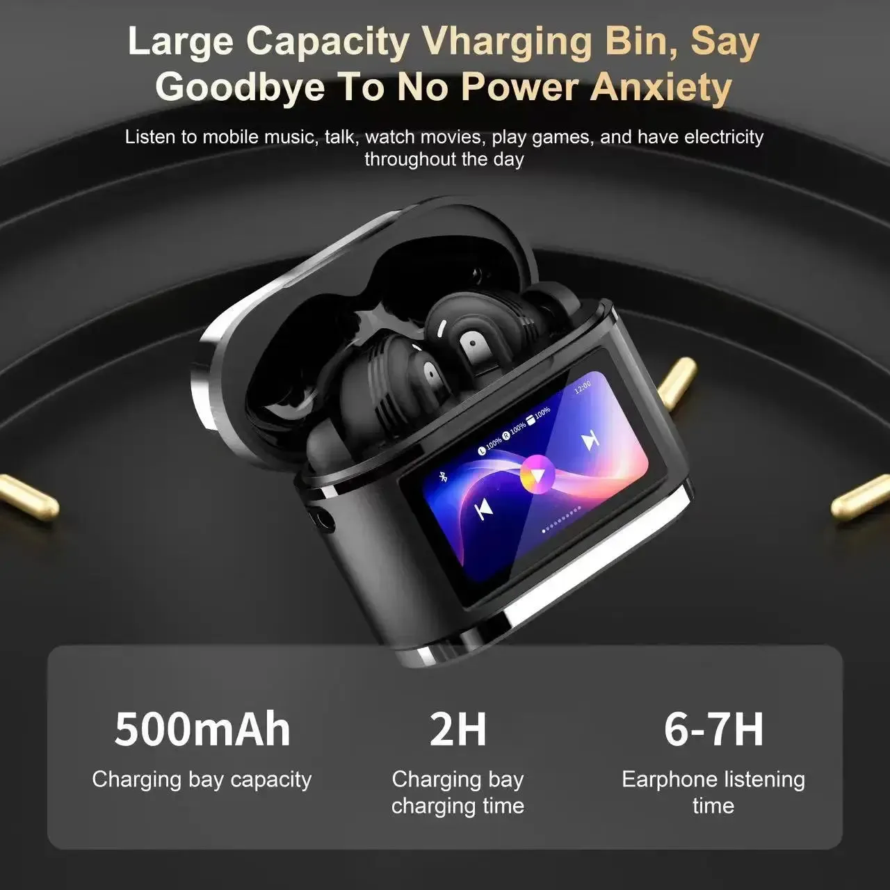 Xiaomi BD2 Wireless Earphones ANC ENC Headphones LCD Digital Display Screen Sports Headset Microphone Hi-Fi Stereo Sound Earbuds